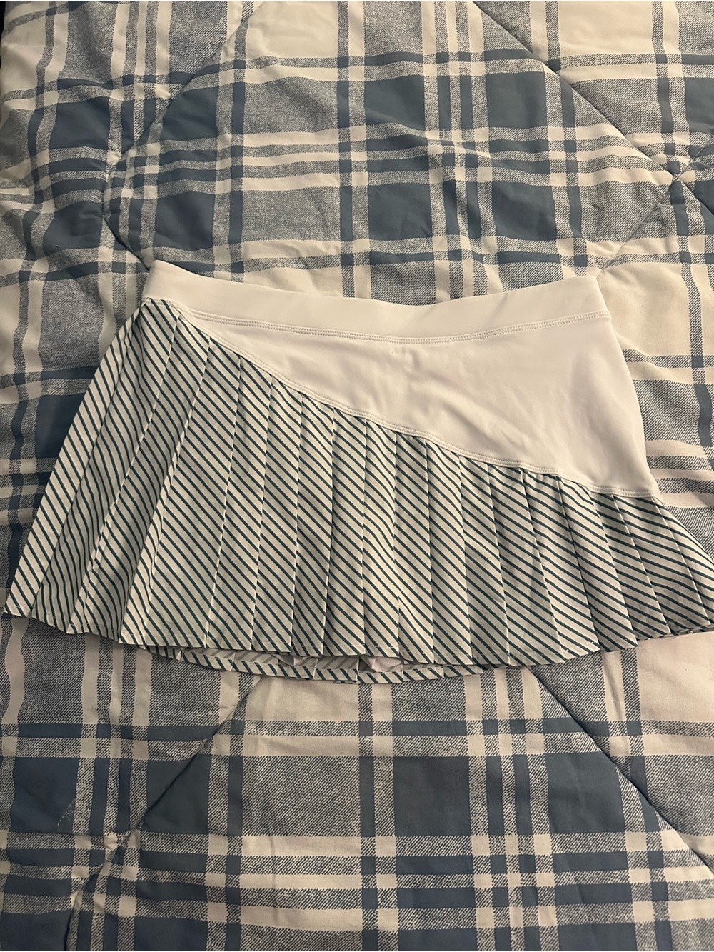 White and green Striped Pleated Tennis Skirt